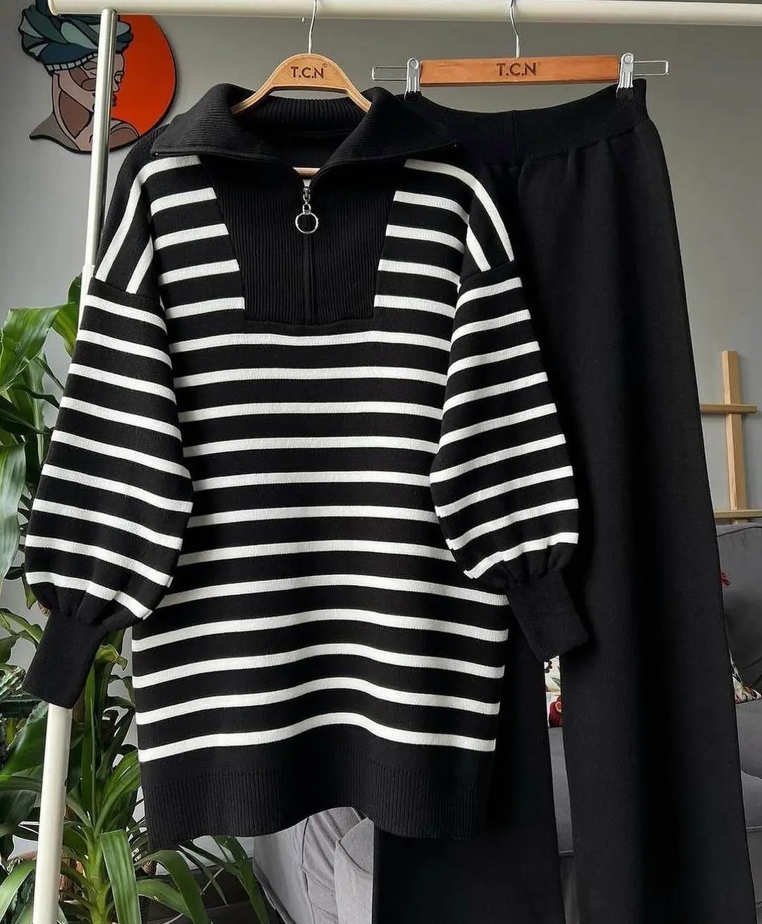 Zebra Desenli Triko Takım